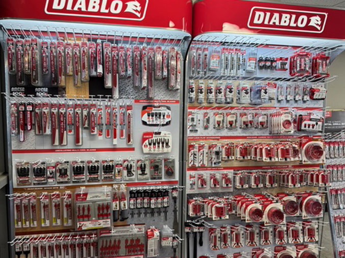 Diablo Professional Contractor Tool display at McDonald Plumbing Supply in Des Moines Iowa