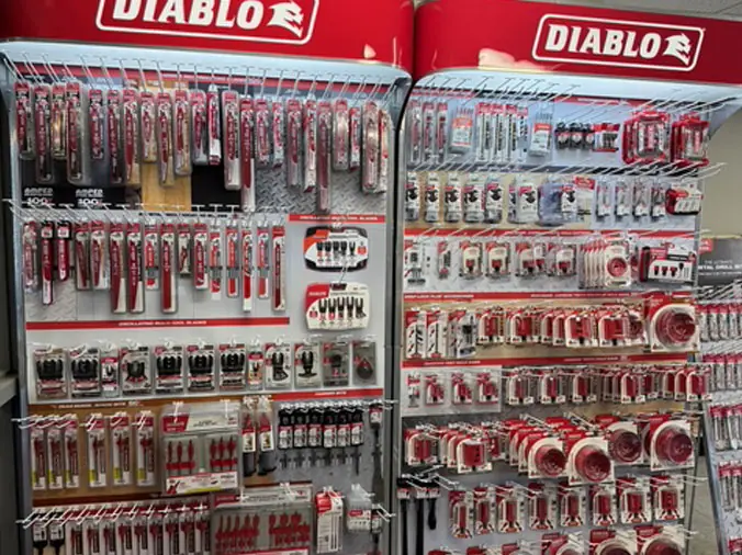 Diablo Professional Contractor Tool display at McDonald Plumbing Supply in Des Moines Iowa